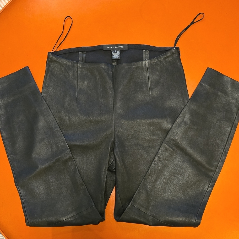 Ralph Lauren Black Leather-Style Trousers